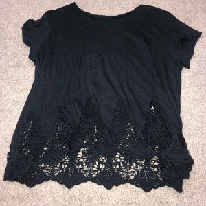 abercrombie navy tshirt with floral opening